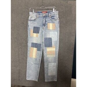 Lucky Legend Jeans Womens 2/26R Blue Patchwork Boy Mid Rise Relaxed Straight